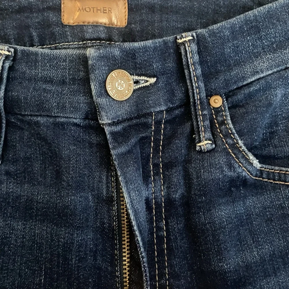 MOTHER High Waisted Looker Teaming Up Skinny Jeans Size 25 WORN ONCE DARK WASH - Picture 5 of 9